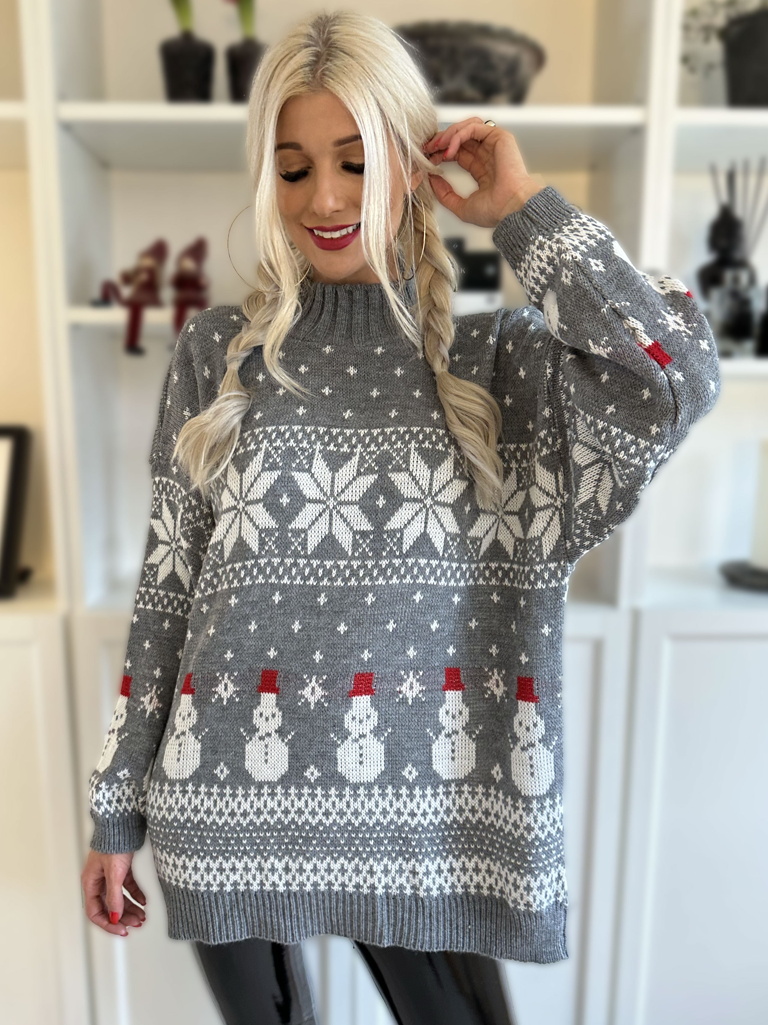 Snowman - Söt plus size jultröja med snögubbar